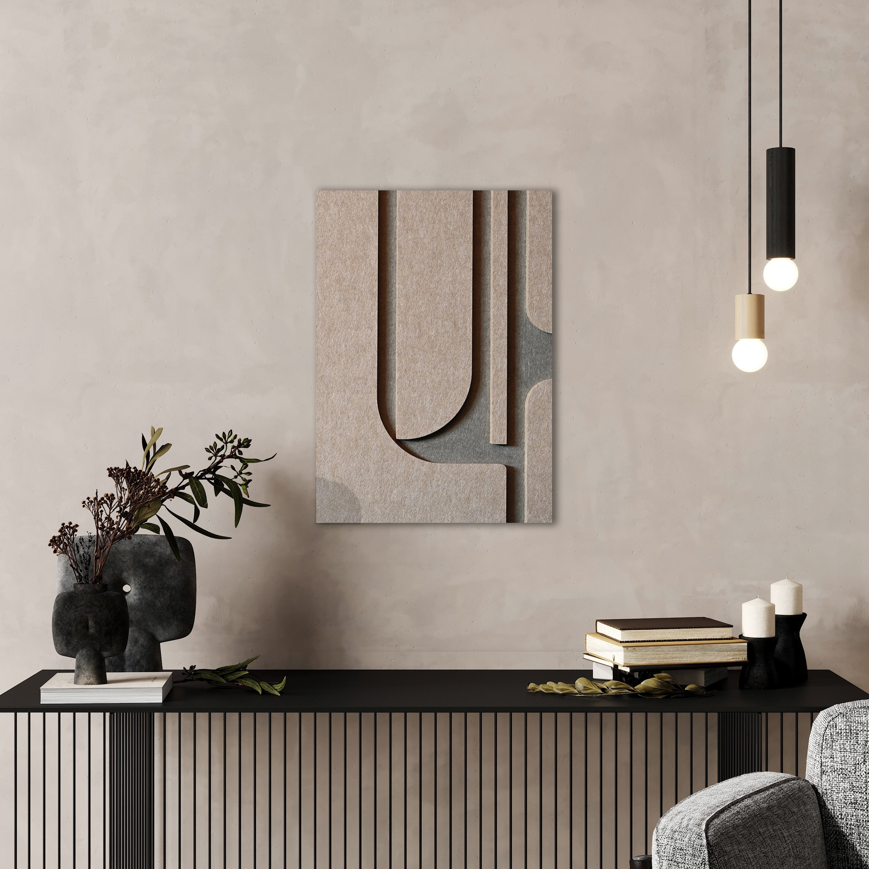 Abstract vilt wanddecoratie