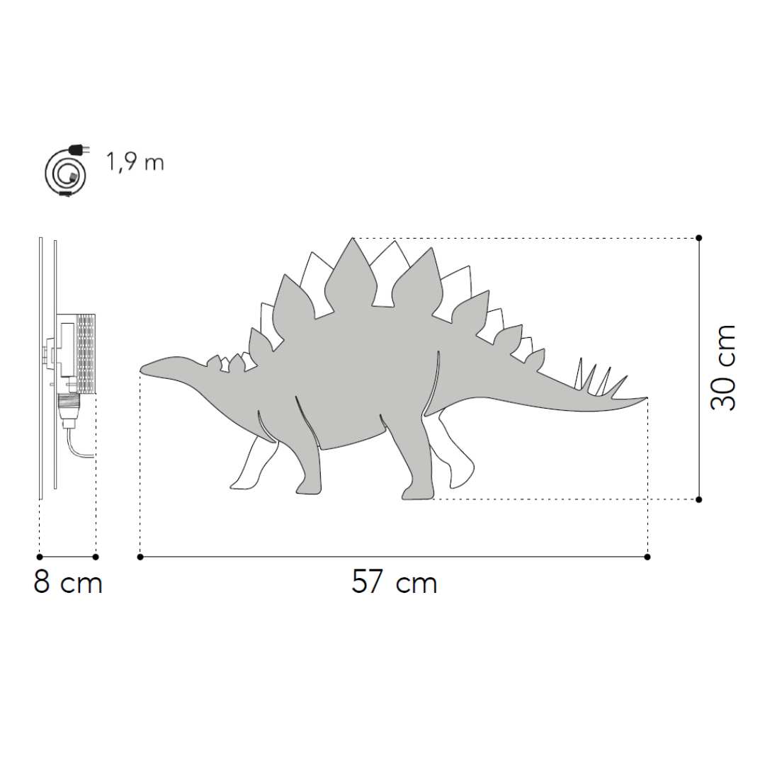 Dino Wandlamp Stegosaurus - babykamer in de kleur van Van Tjalle en Jasper
