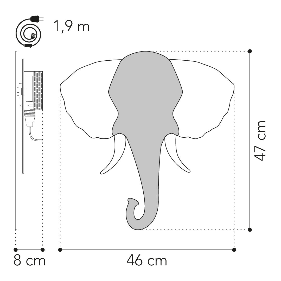 Olifant wandlamp - babykamer in de kleur van Van Tjalle en Jasper