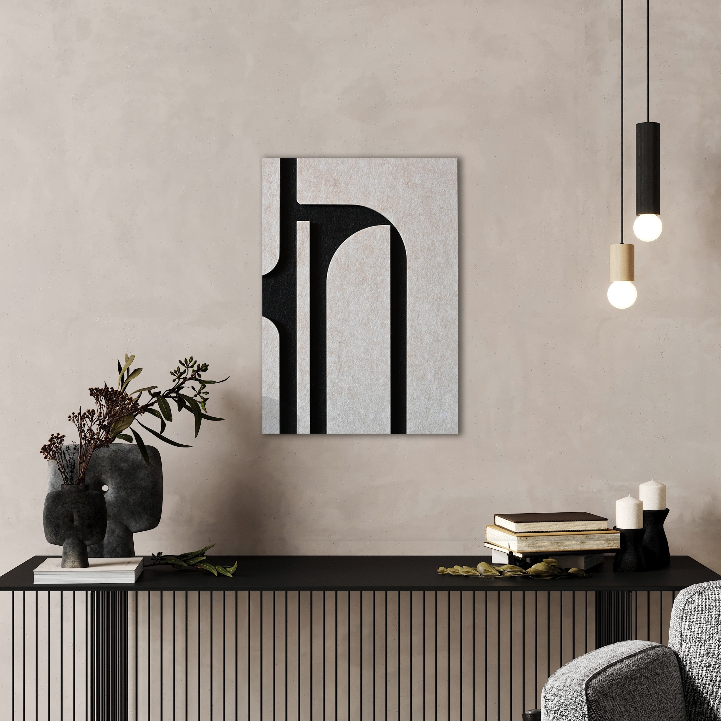 Abstract vilt wanddecoratie