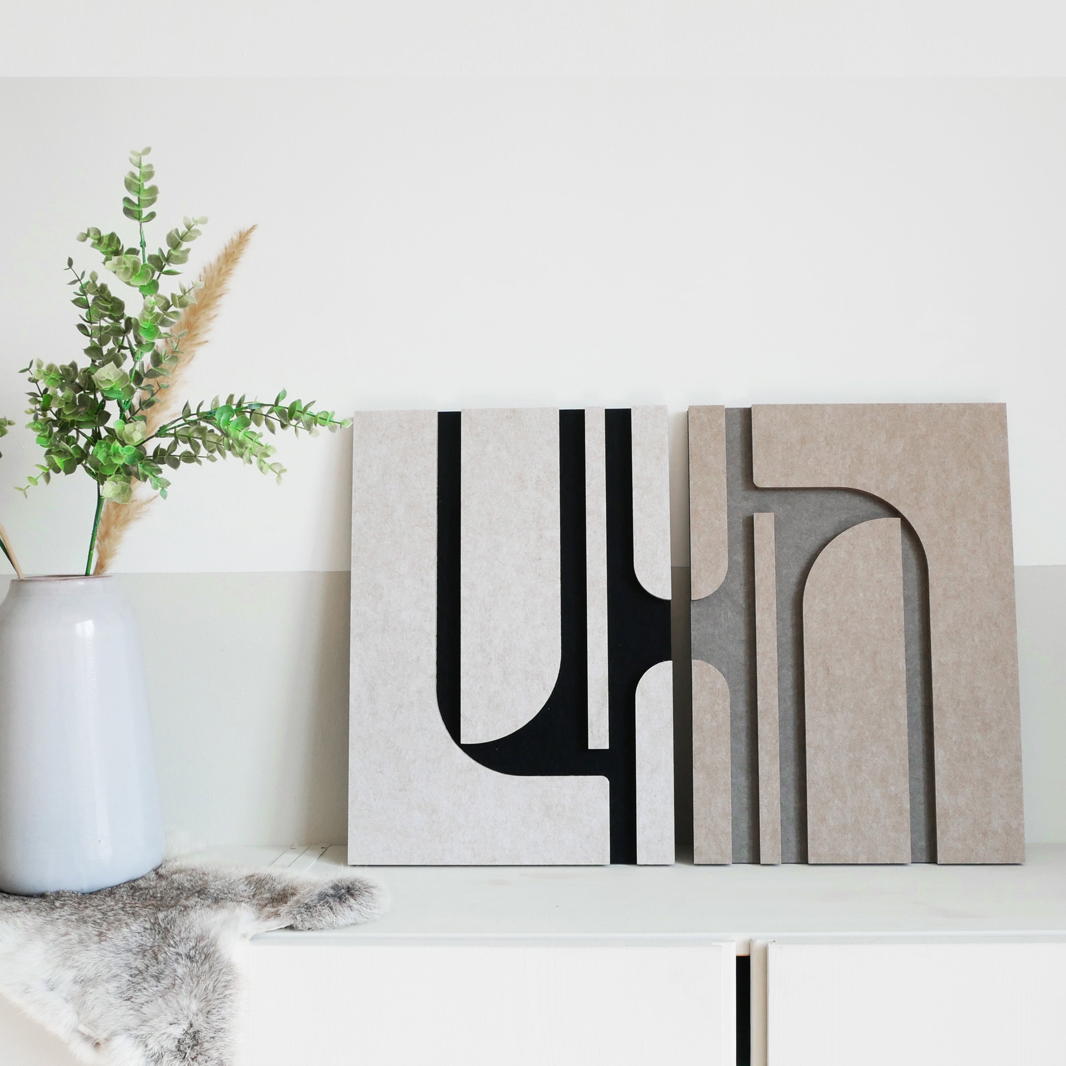 Abstract vilt wanddecoratie