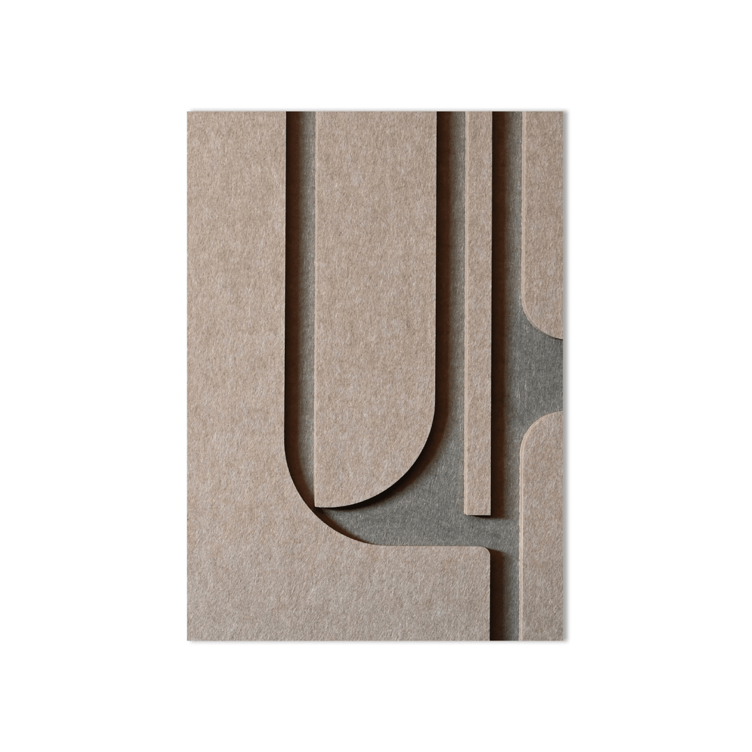 Abstract vilt wanddecoratie - vilten wanddecoratie in de kleur Grey & taupe van Van Tjalle en Jasper