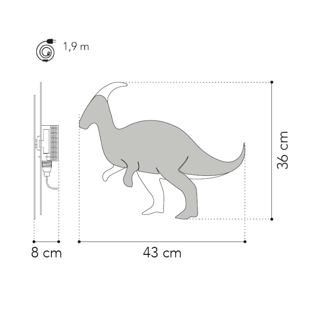 Dino Wandlamp Parasaurolophus - babykamer in de kleur van Van Tjalle en Jasper