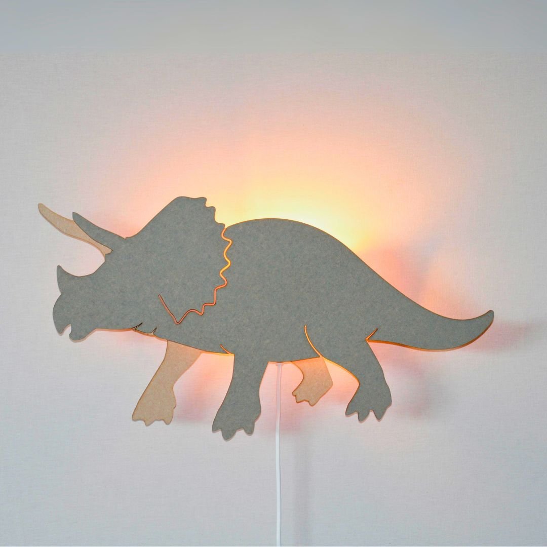 Dino wandlamp Triceratops - babykamer in de kleur van Van Tjalle en Jasper