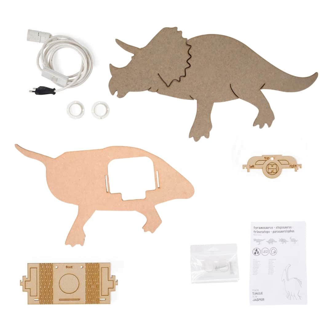 Dino wandlamp Triceratops - babykamer in de kleur van Van Tjalle en Jasper