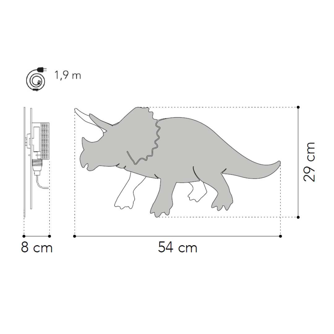 Dino wandlamp Triceratops - babykamer in de kleur van Van Tjalle en Jasper