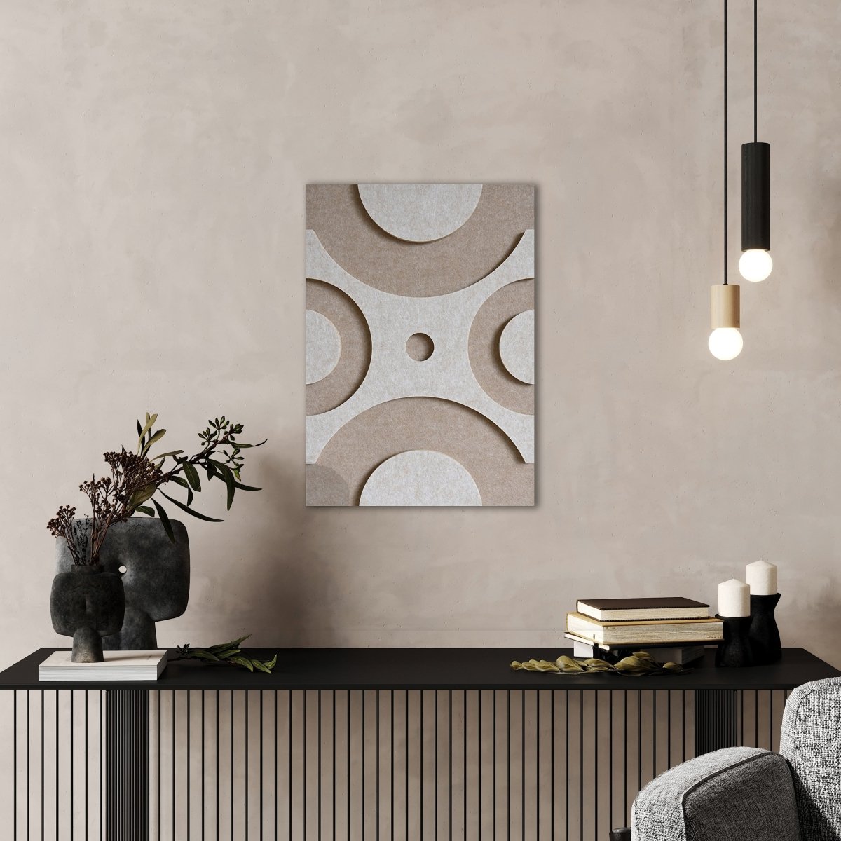 Dot vilt wanddecoratie - vilten wanddecoratie in de kleur White & sand van Van Tjalle en Jasper